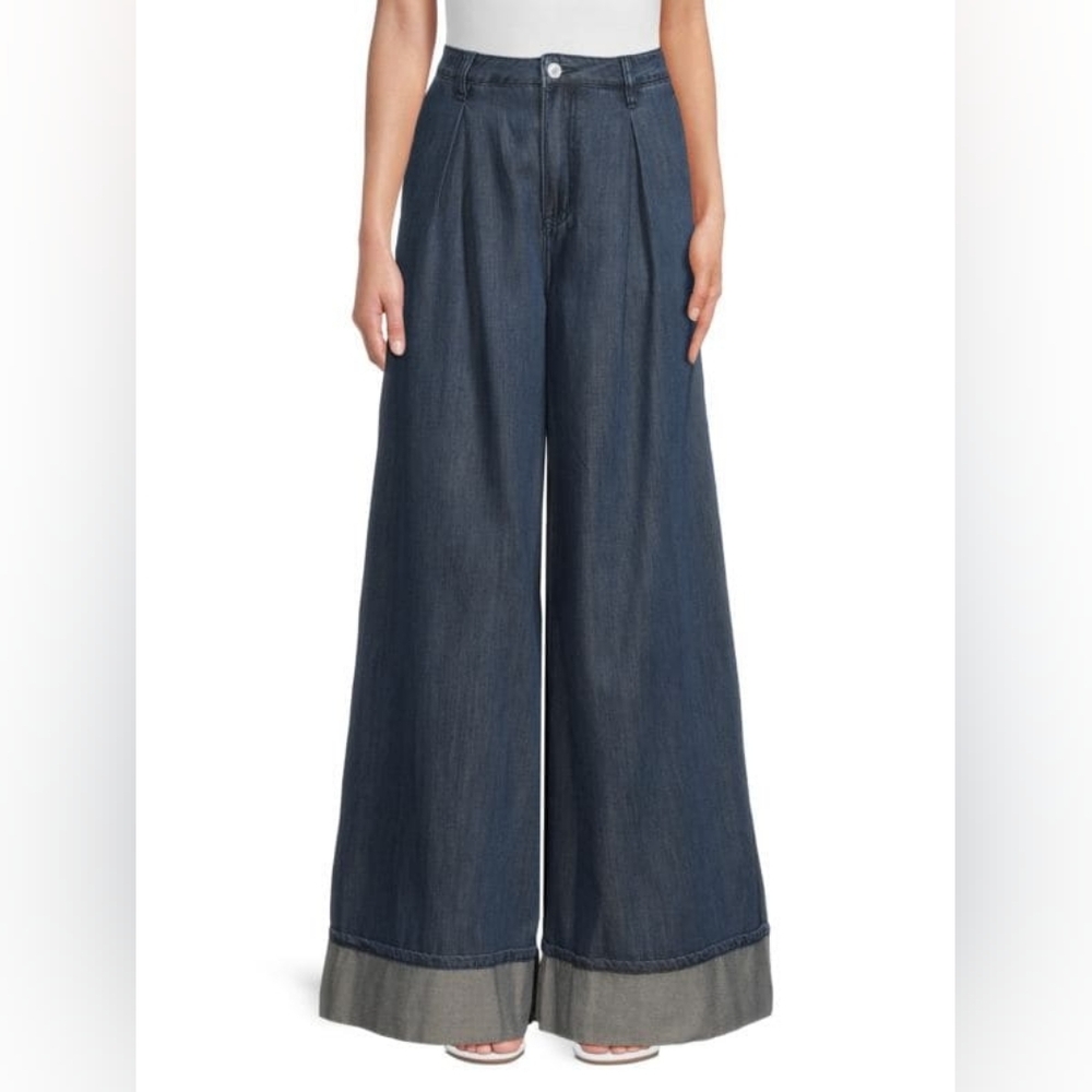 WeWoreWhat Pleated Wide Leg Jean Dark Sise 24 (2-4) NWT